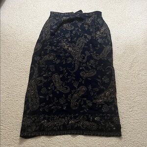 Talbots 100% silk vintage Navy Blue Paisley Slip skirt maxi long